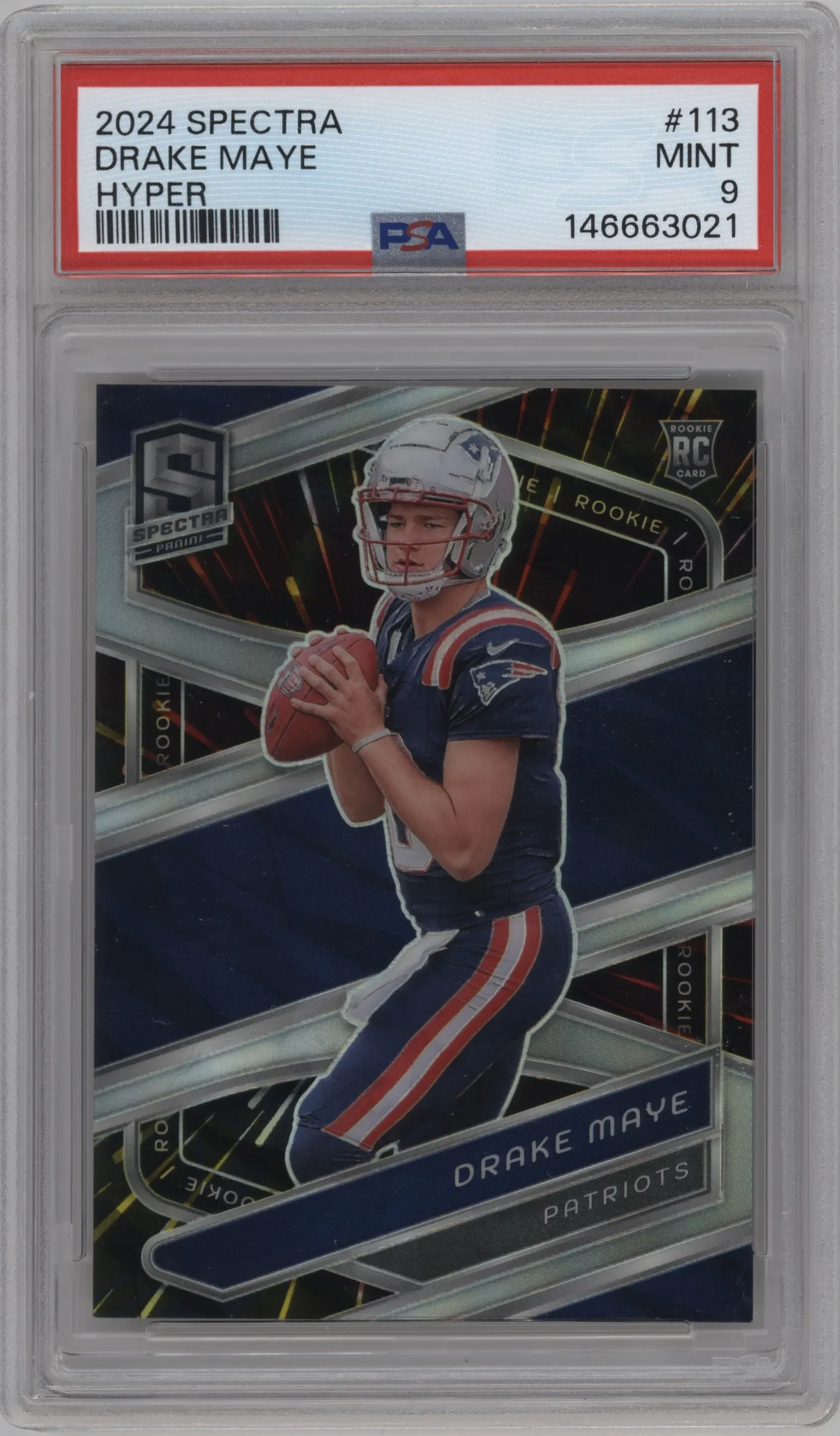 2024 Panini Spectra Drake Maye Hyper PSA 9