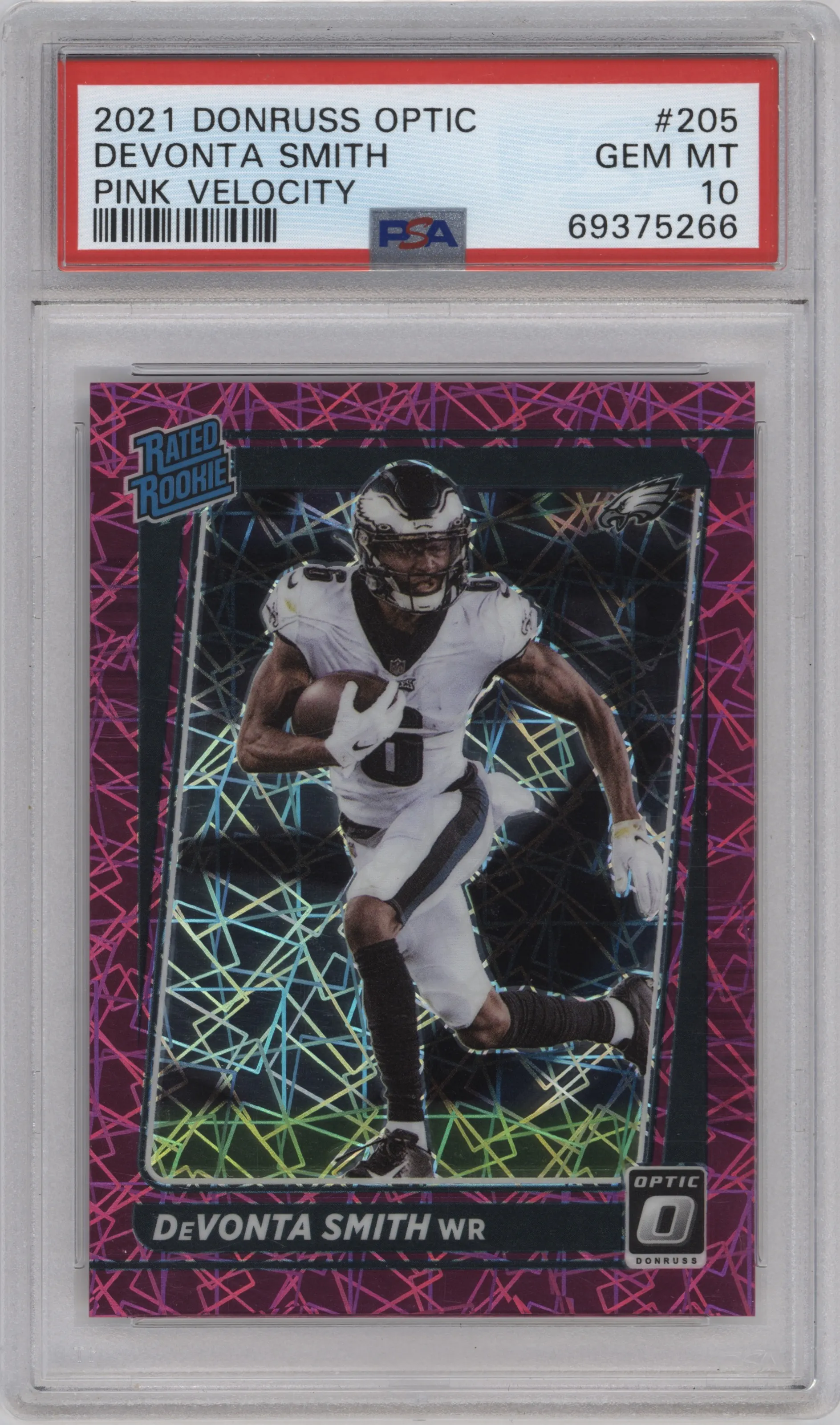 2021 Panini Donruss Optic Rated Rookie Devonta Smith Pink Velocity #205 PSA 10