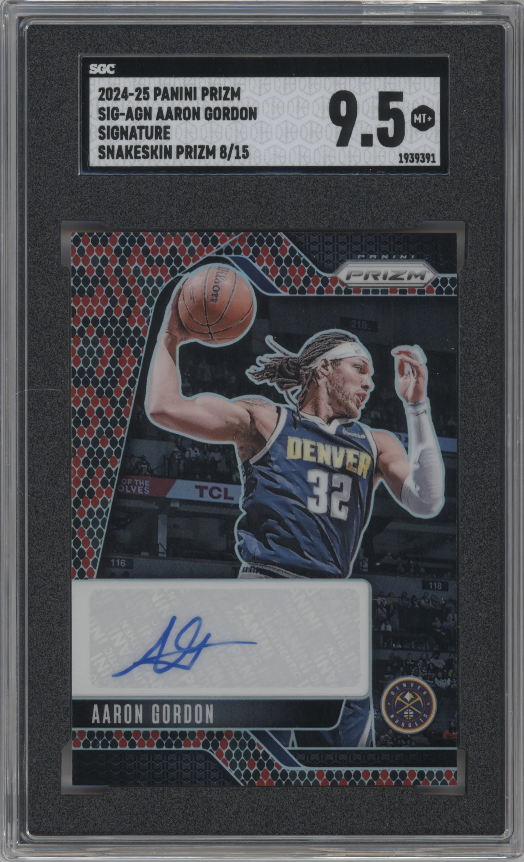 2024 Panini Prizm Sig. Aaron Gordon Snakeskin Prizm SGC 9.5