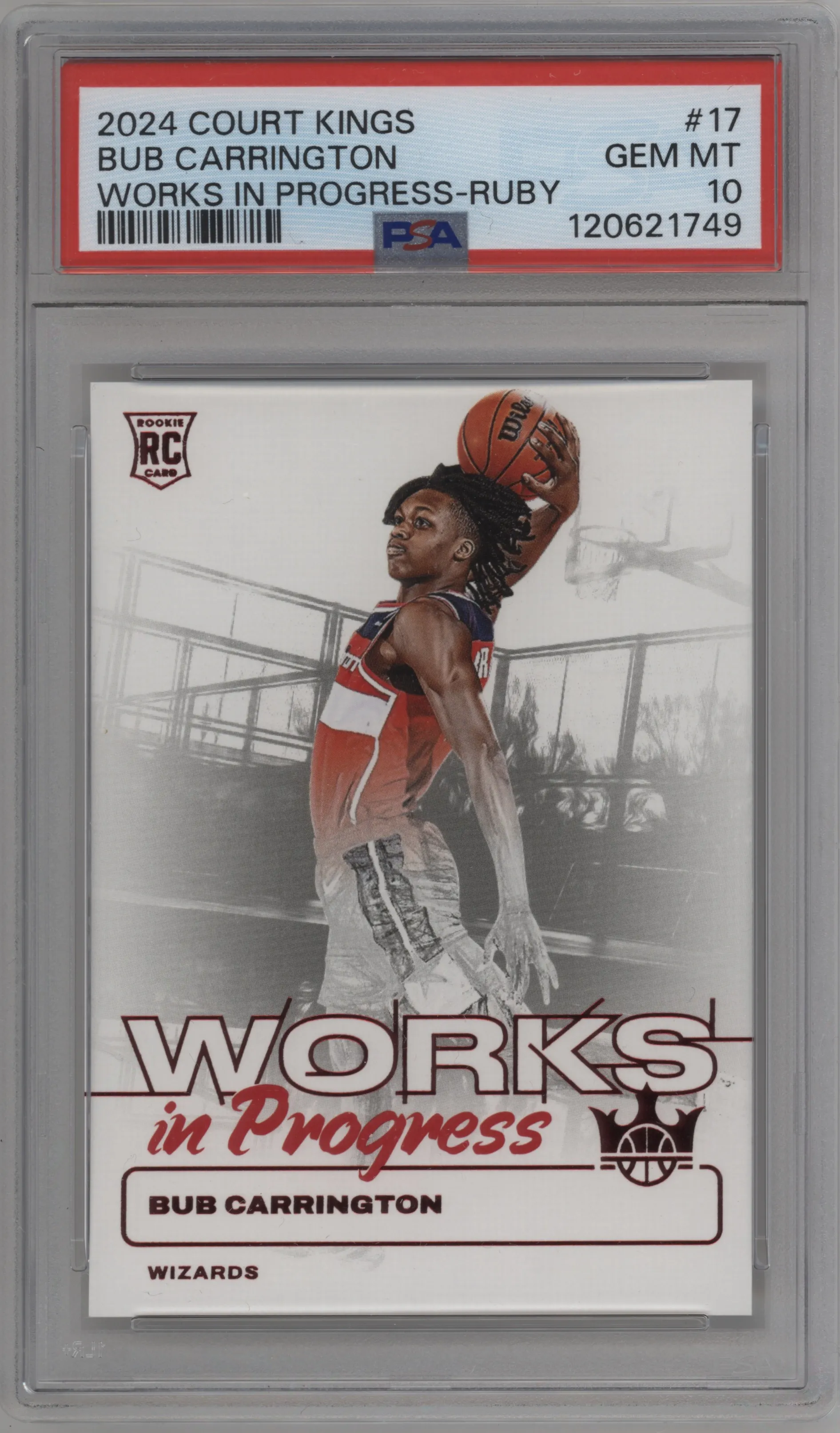 2024 Panini Court Kings Works in Progress Bub Carrington Ruby PSA 10