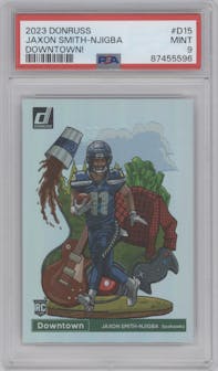 Jaxon Smith-Njigba from the 2023 Panini Donruss set graded by PSA and given an overall grade of 9.