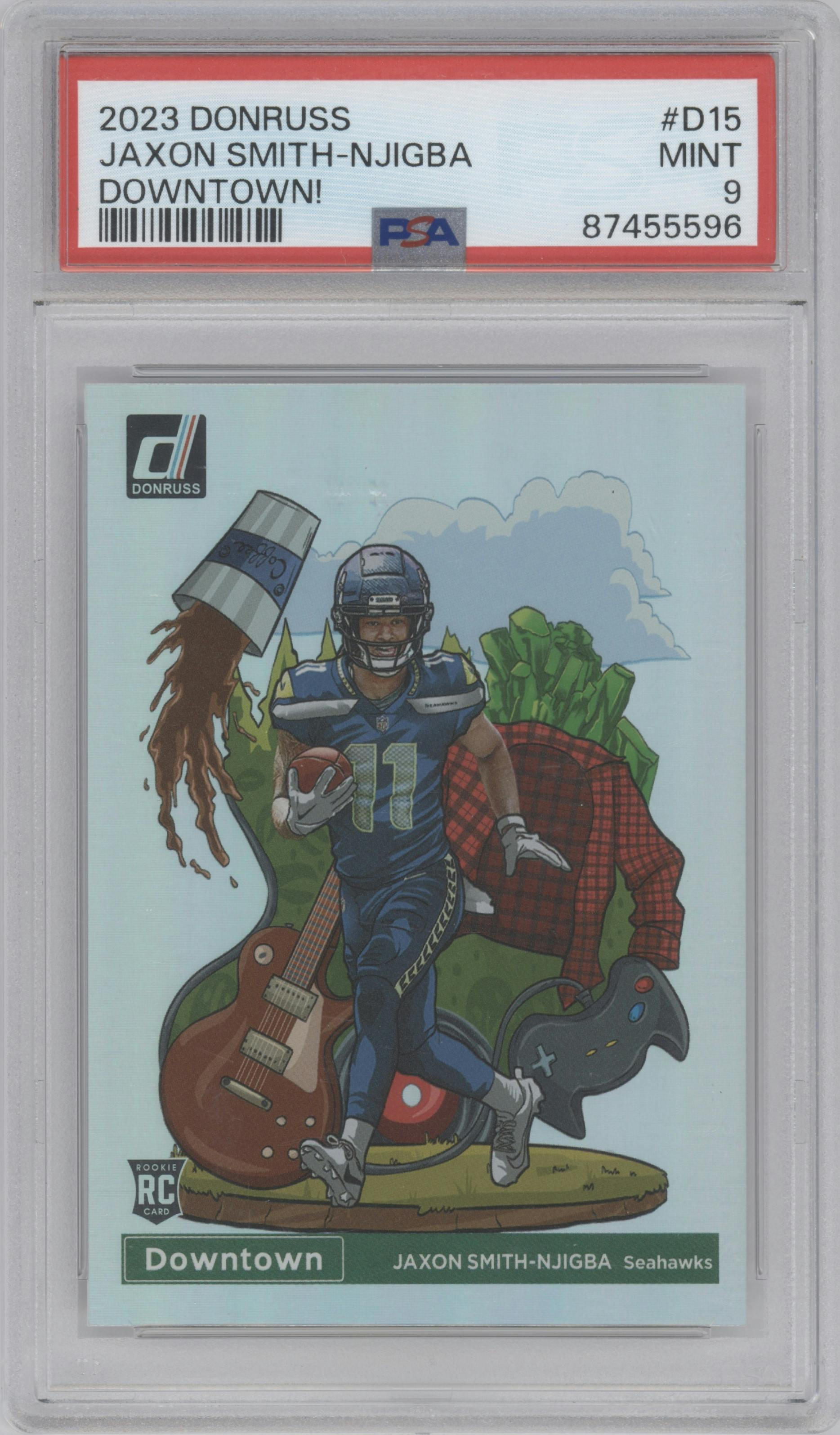 Jaxon Smith-Njigba from the 2023 Panini Donruss set graded by PSA and given an overall grade of 9.