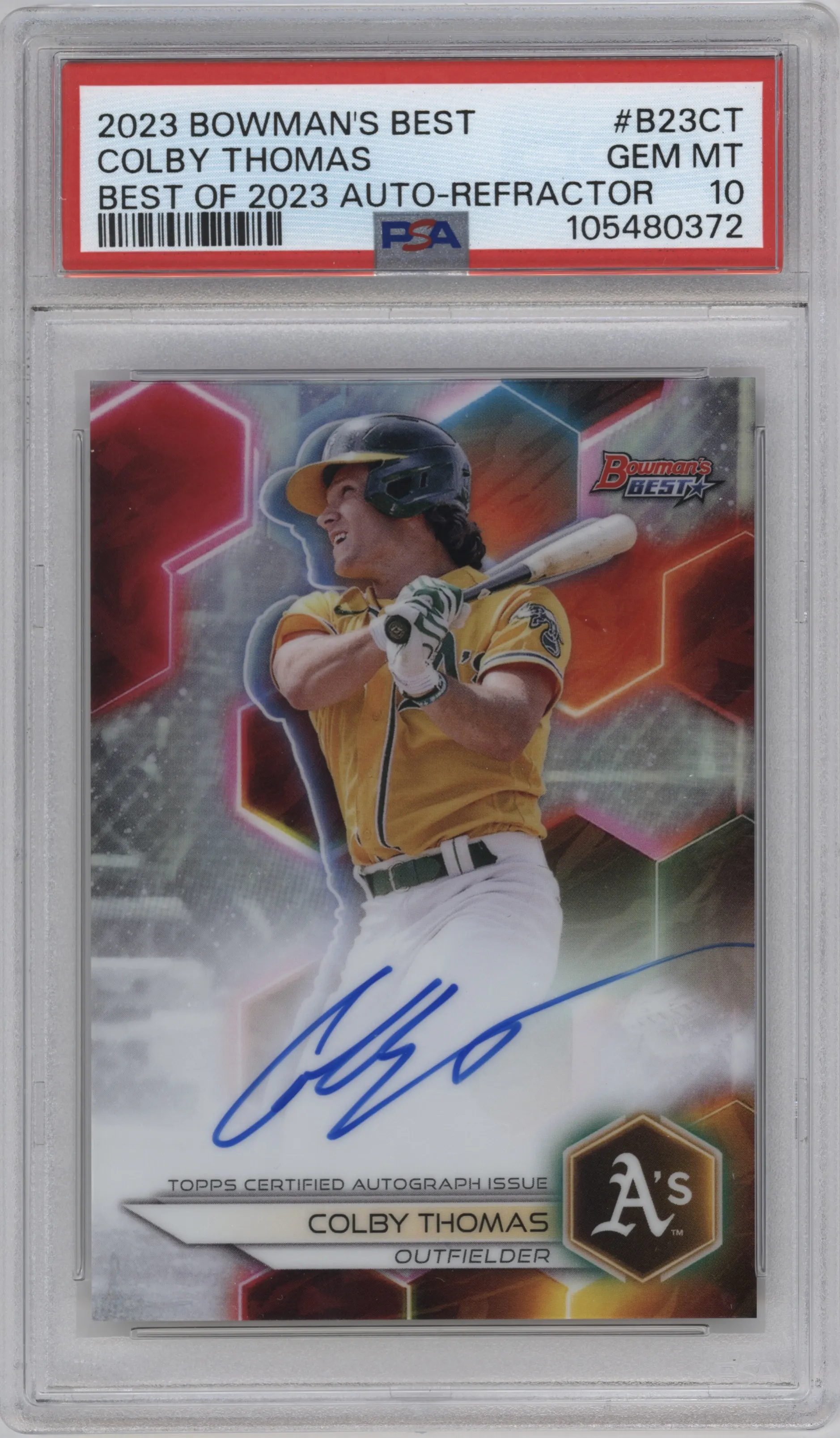 2023 Bowman's Best Best of 2023 Auto Colby Thomas Refractor #B23-CT PSA 10