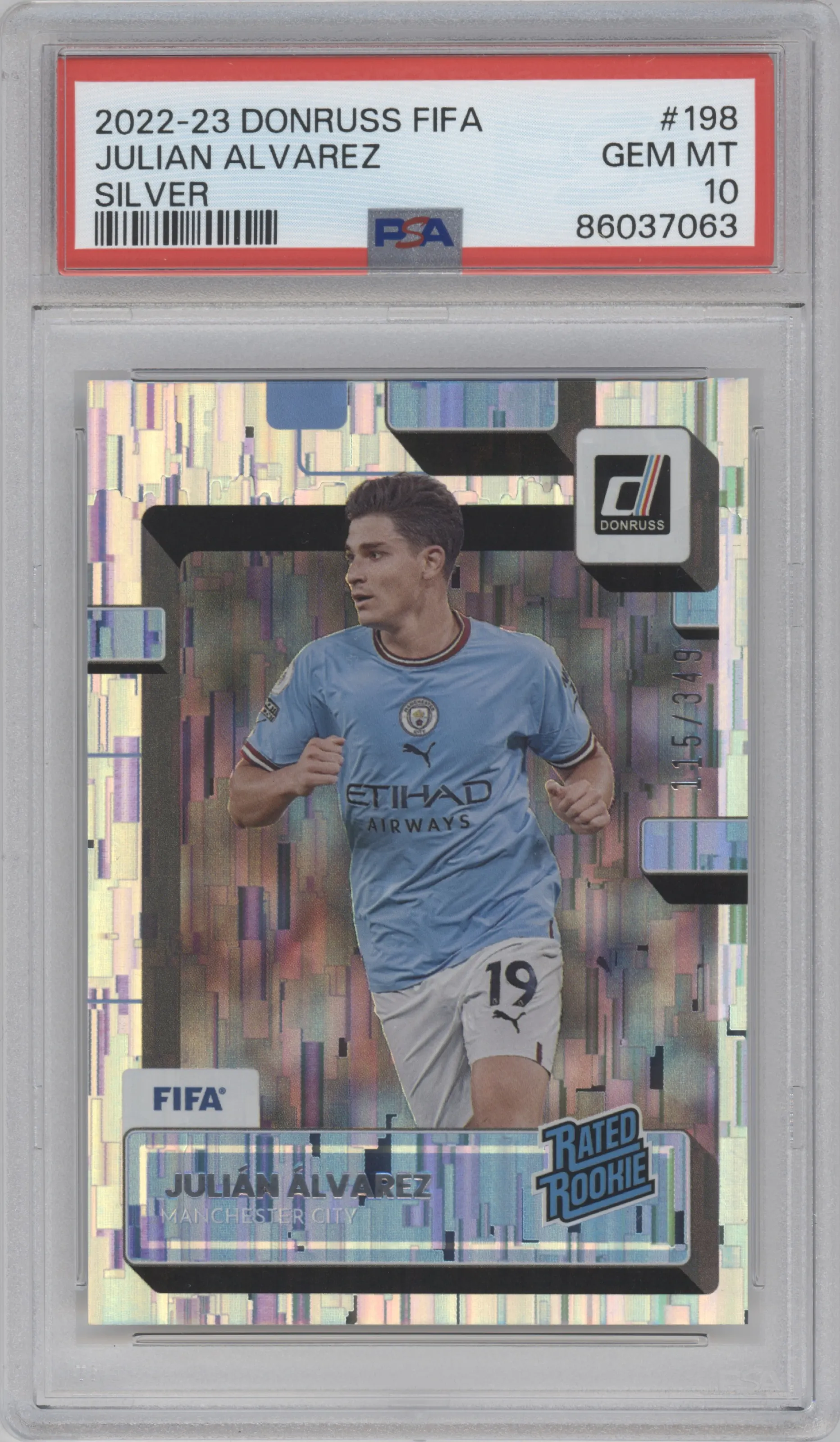 2022 Panini Donruss Rated Rookie Julian Alvarez Silver #198 PSA 10