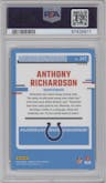 Anthony Richardson from the 2023 Donruss Optic set featuring a  Purple Shock parallel graded by PSA and given an overall grade of 10.