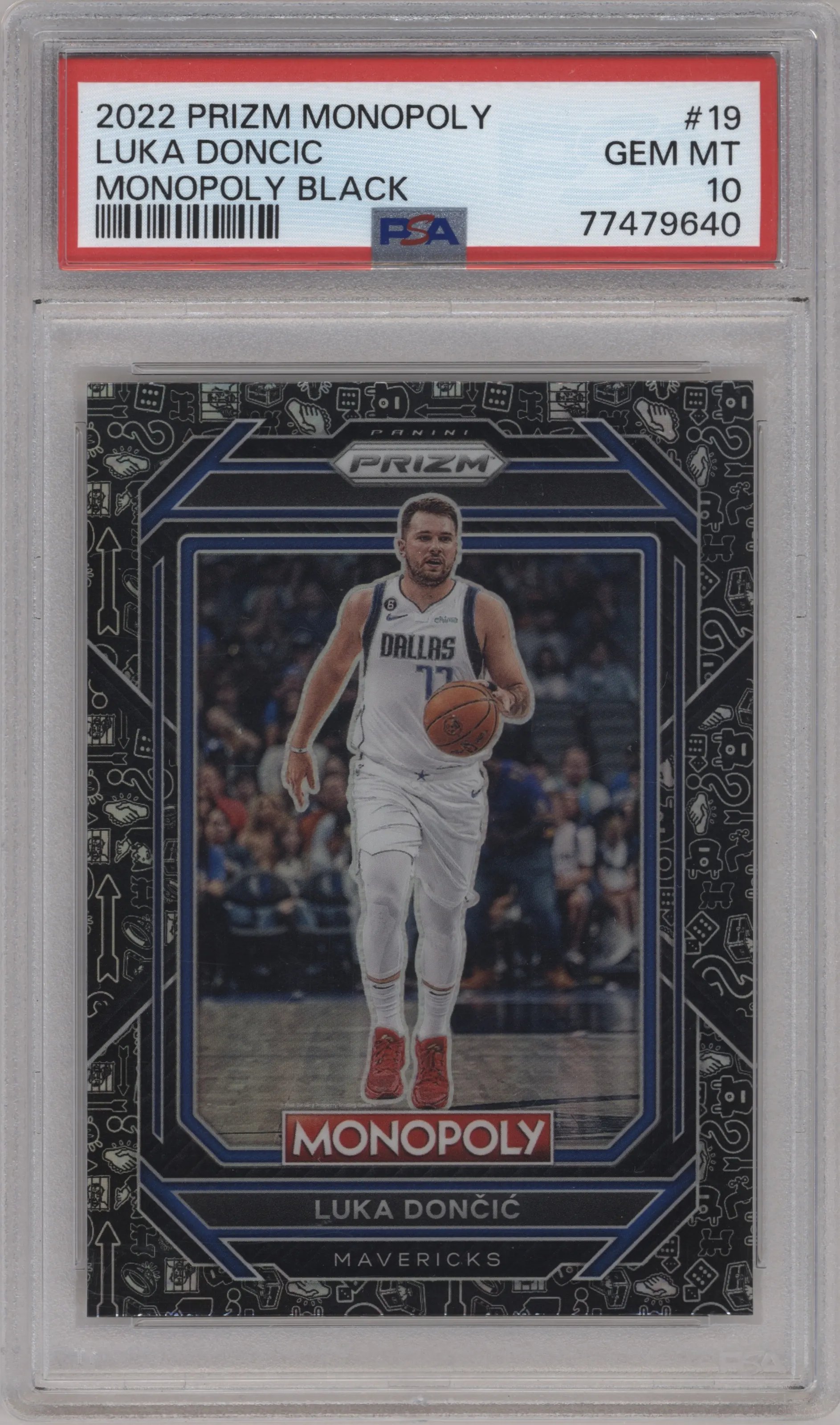 2022 Panini Prizm Monopoly Luka Doncic Black Classic Icons PSA 10