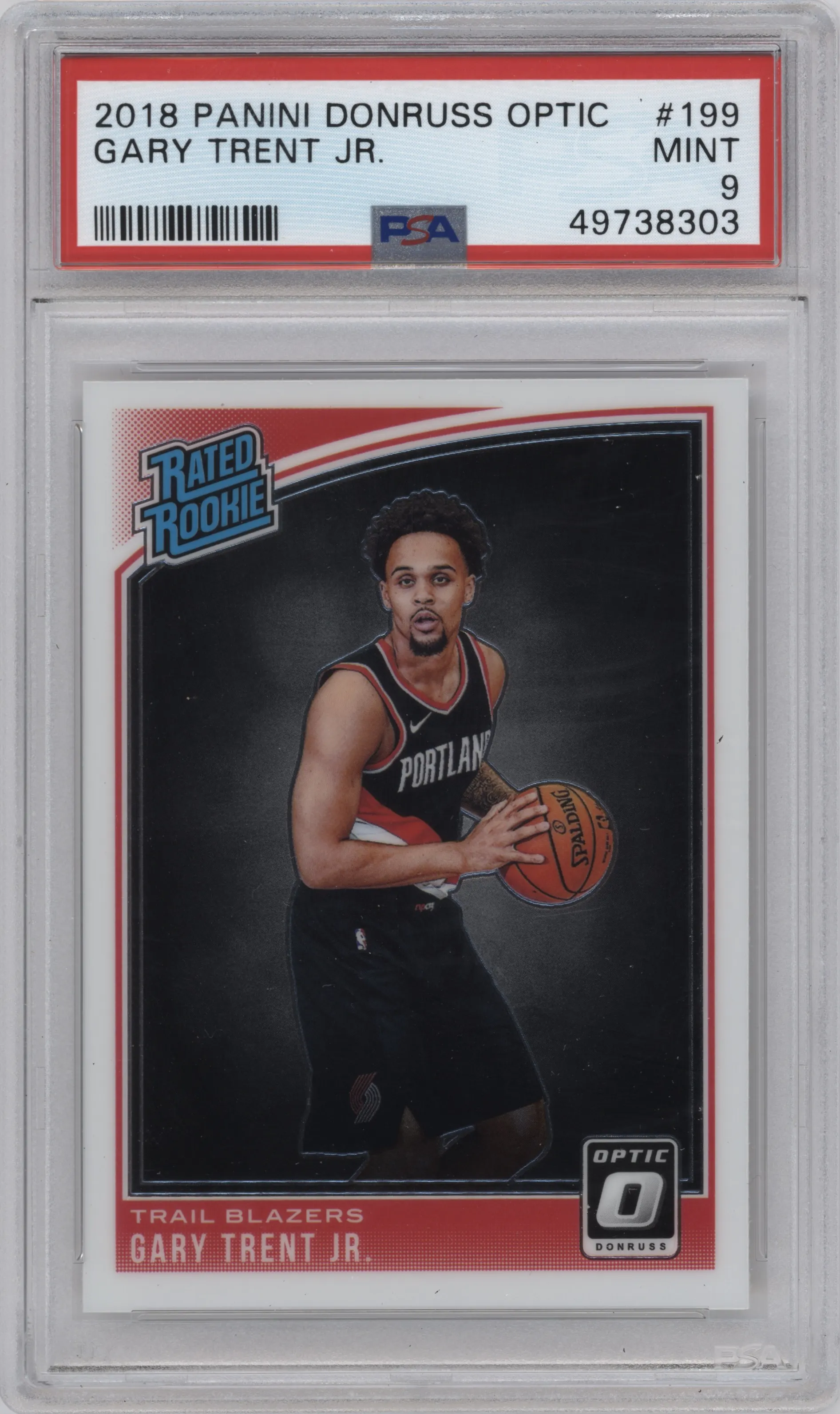 2018 Panini Donruss Optic Rated Rookie Gary Trent Jr. PSA 9