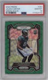 Jalen Carter from the 2023 Panini Prizm set featuring a Green Wave  parallel graded by PSA and given an overall grade of 10.