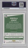 Nikola Jokic from the 2020-21 Panini Donruss Optic set featuring a Black Velocity parallel graded by PSA and given an overall grade of 9.