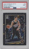 Nikola Jokic from the 2020-21 Panini Donruss Optic set featuring a Black Velocity parallel graded by PSA and given an overall grade of 9.