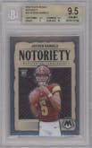 Jayden Daniels from the 2024 Panini Mosaic set graded by Beckett and given an overall grade of 9.5.