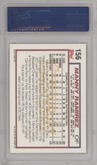Manny Ramirez from the 1992 Topps set featuring a Gold parallel graded by PSA and given an overall grade of 9.