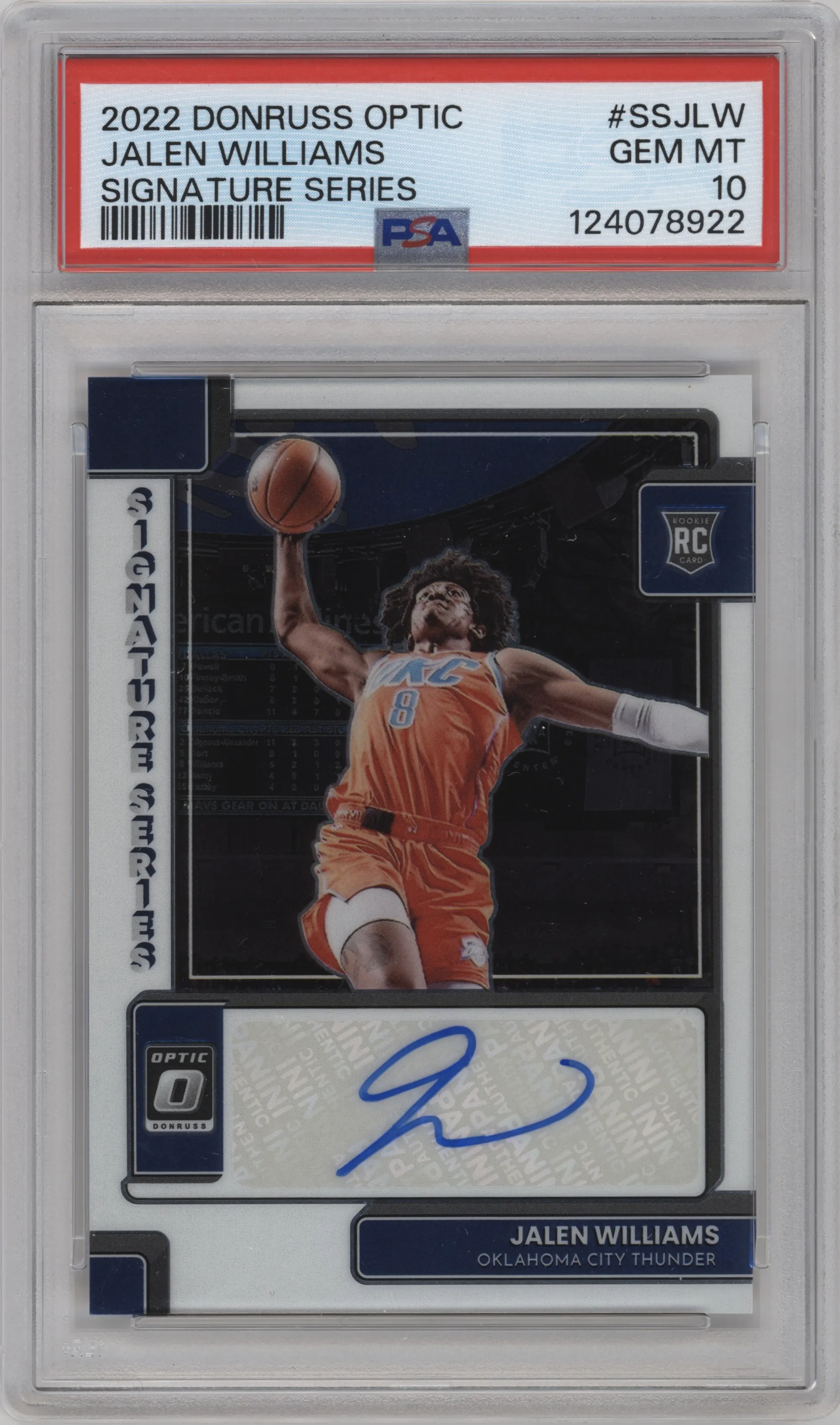 2022 Panini Donruss Optic Sig.Series Jalen Williams PSA 10