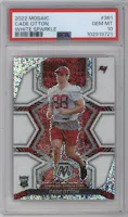 Cade Otton from the 2022 Panini Mosaic set featuring a White Sparkle parallel graded by PSA and given an overall grade of 10.
