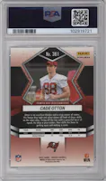 Cade Otton from the 2022 Panini Mosaic set featuring a White Sparkle parallel graded by PSA and given an overall grade of 10.