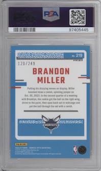 Brandon Miller from the 2023-24 Donruss Optic set featuring a Premium Box Set parallel graded by PSA and given an overall grade of 9.