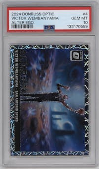 Victor Wembanyama from the 2024-25 Donruss Optic set graded by PSA and given an overall grade of 10.