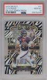 C.J. Stroud from the 2023 Panini Select set featuring a Die-Cut Zebra Prizm parallel graded by PSA and given an overall grade of 10.