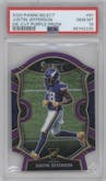 Justin Jefferson from the 2020 Panini Select set featuring a Die-Cut Purple parallel graded by PSA and given an overall grade of 10.