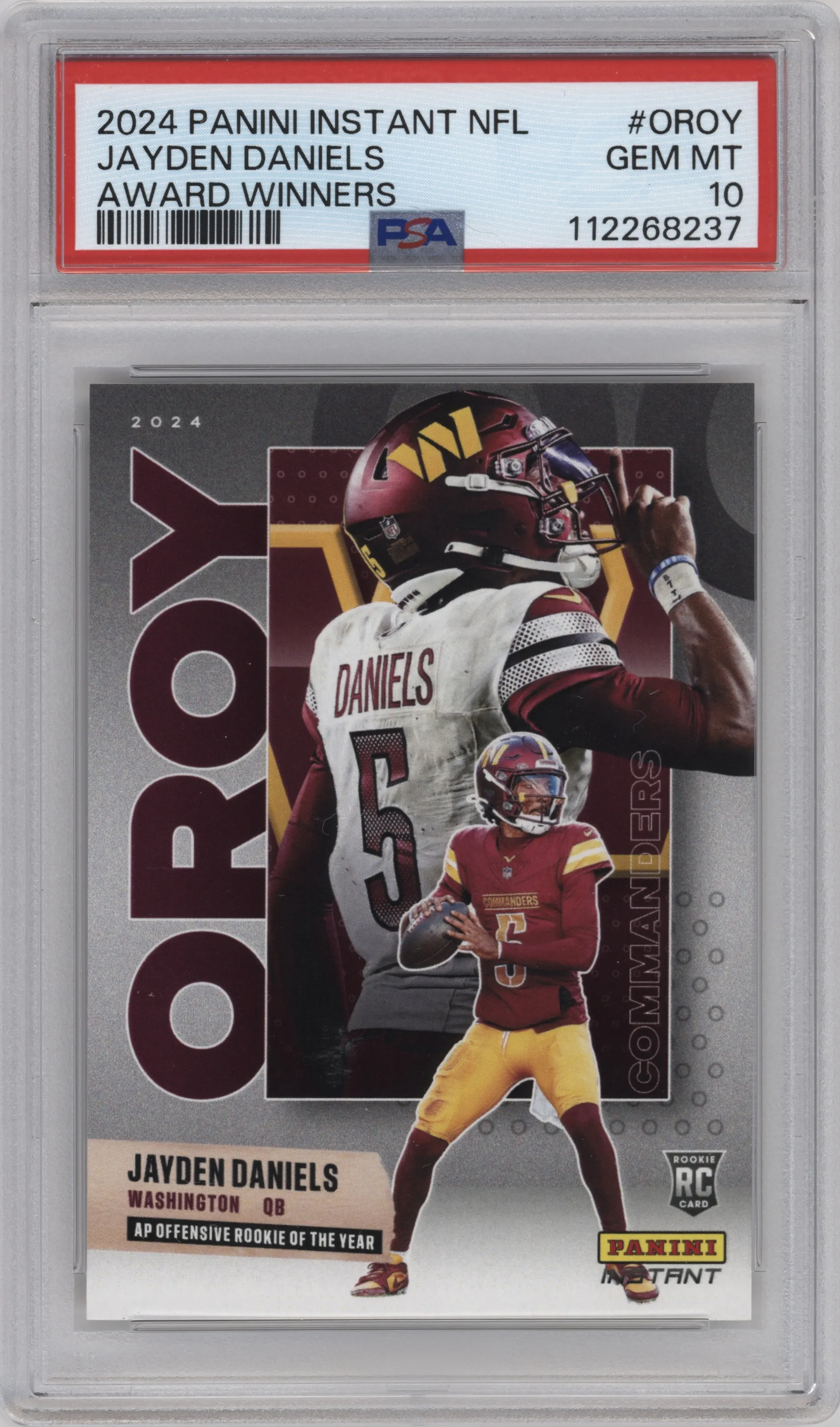 2024 Panini Instant NFL Award Winners Jayden Daniels #AW-OROY PSA 10