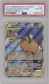 Raichu & Alolan Raichu GX from the 2019 Pokemon S&M  set graded by PSA and given an overall grade of 10.