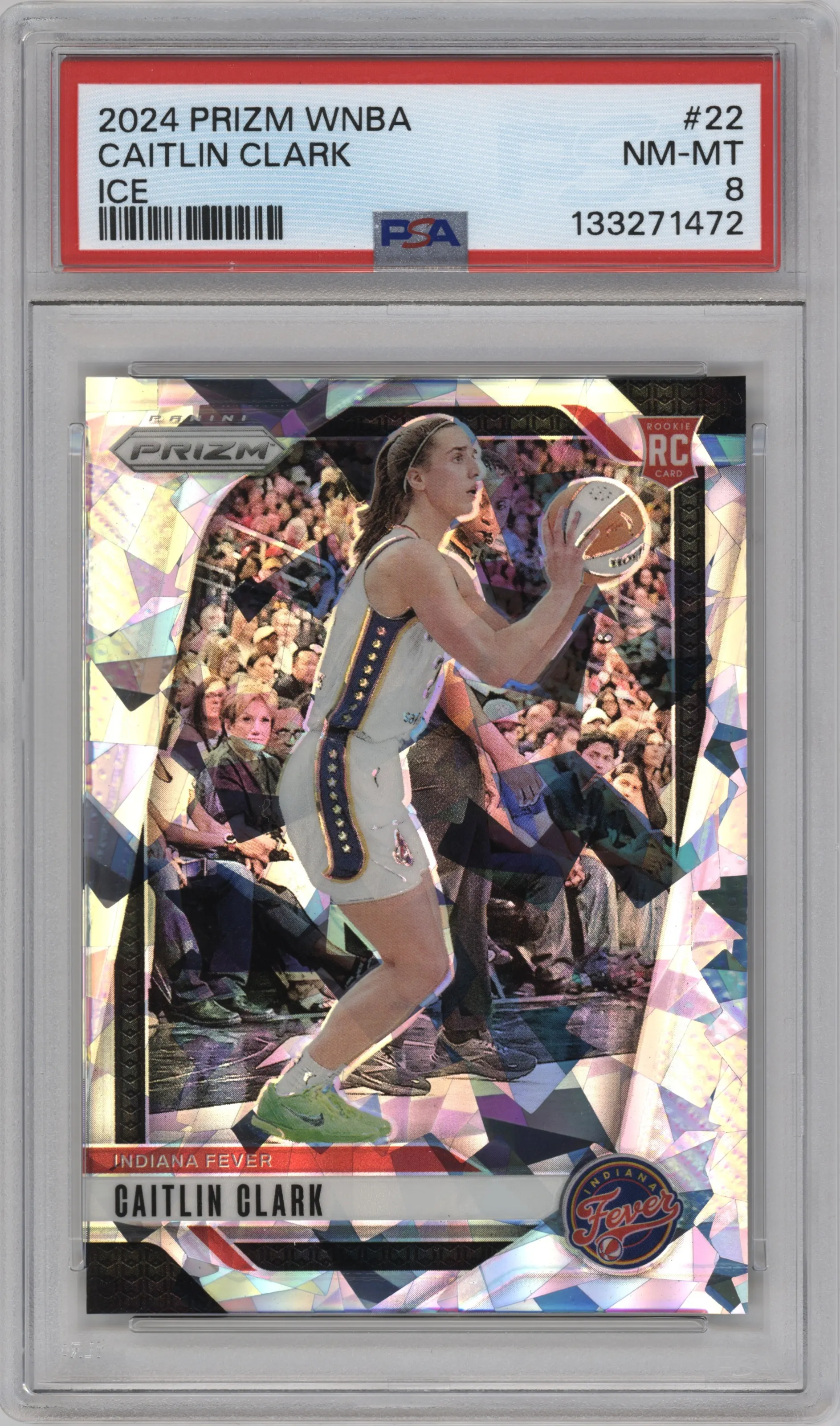 2024 Panini Prizm WNBA Caitlin Clark Ice #22 PSA 8