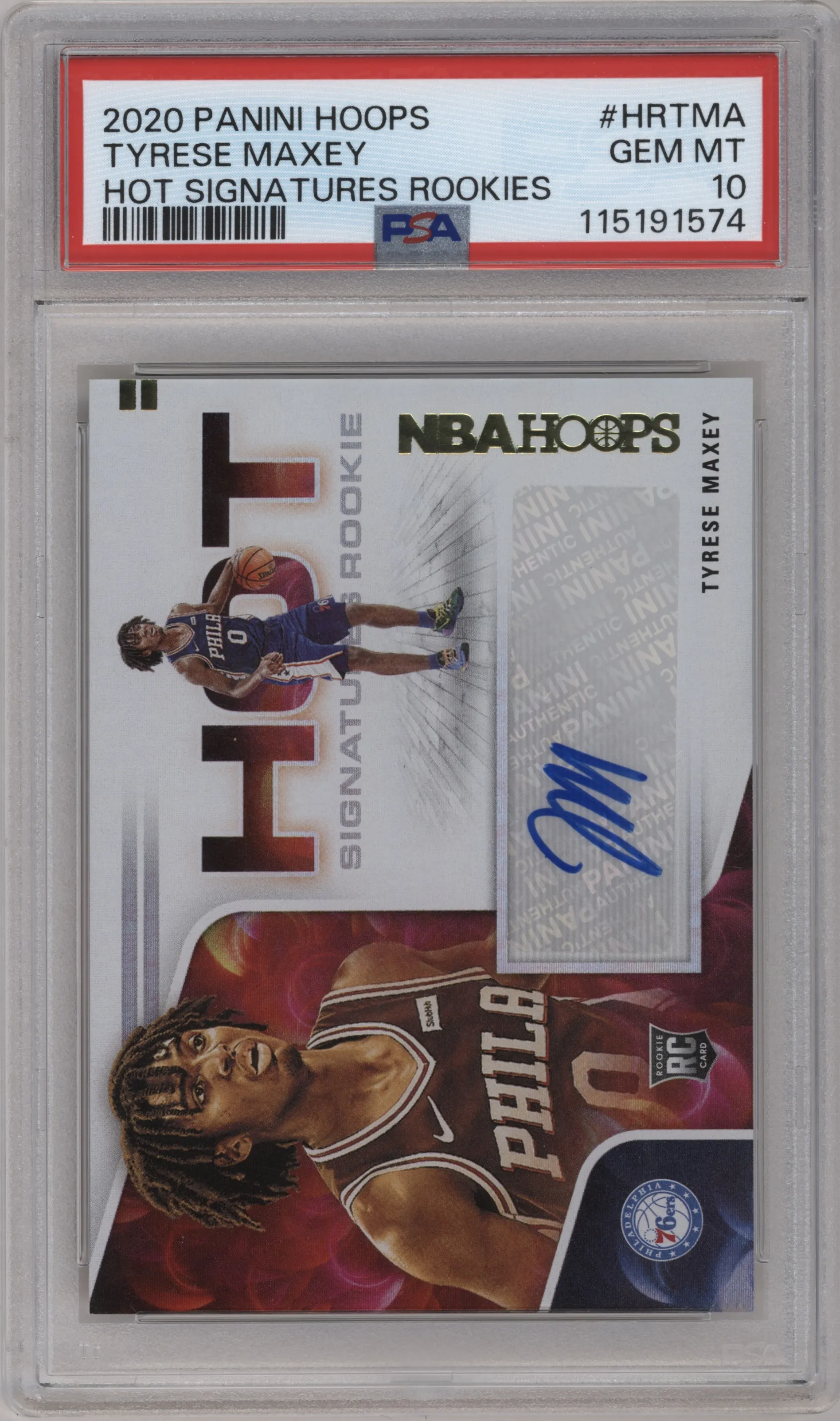 2020 Panini NBA Hoops Hot Sig.Rke. Tyrese Maxey PSA 10