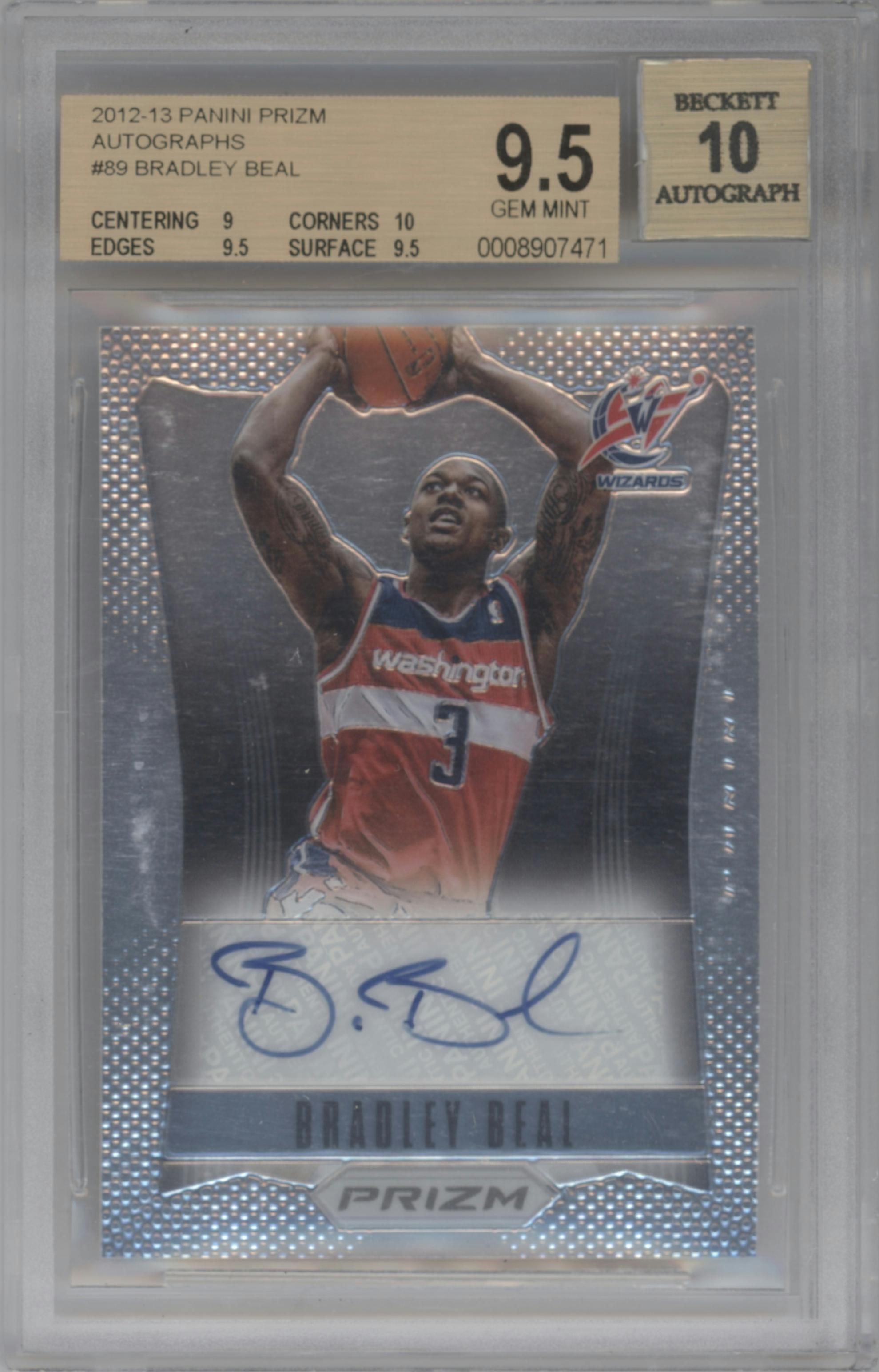 Bradley Beal from the 2012-13 Panini Prizm set graded by Beckett and given an overall grade of 9.5.