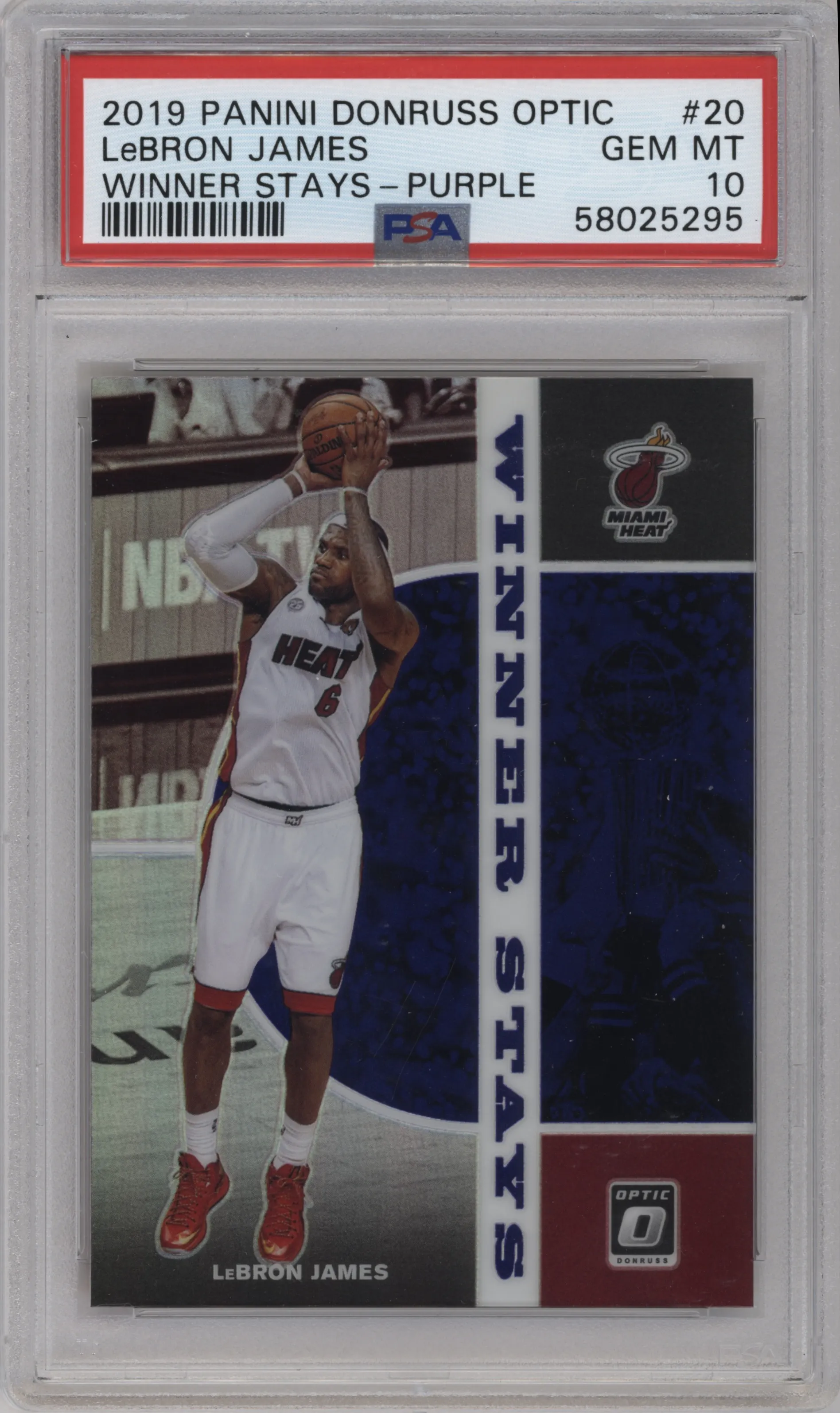 2019 Panini Donruss Optic Winner Stays LeBron James Purple #20 PSA 10