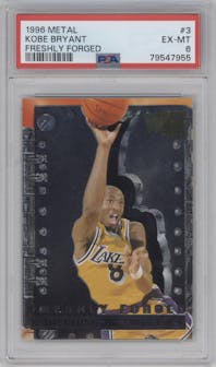 Kobe Bryant from the 1996-97 Fleer Metal  set graded by PSA and given an overall grade of 6.