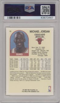 Michael Jordan from the 1989-90 Hoops Superstars set graded by PSA and given an overall grade of 10.