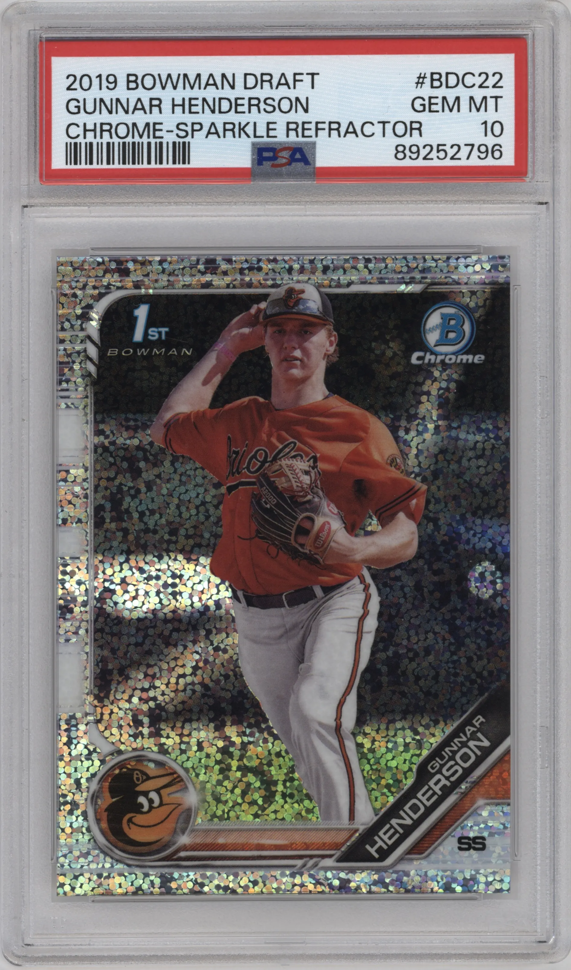 2019 Bowman Draft Chrome Gunnar Henderson Sparkles Refractor #BDC-22 PSA 10