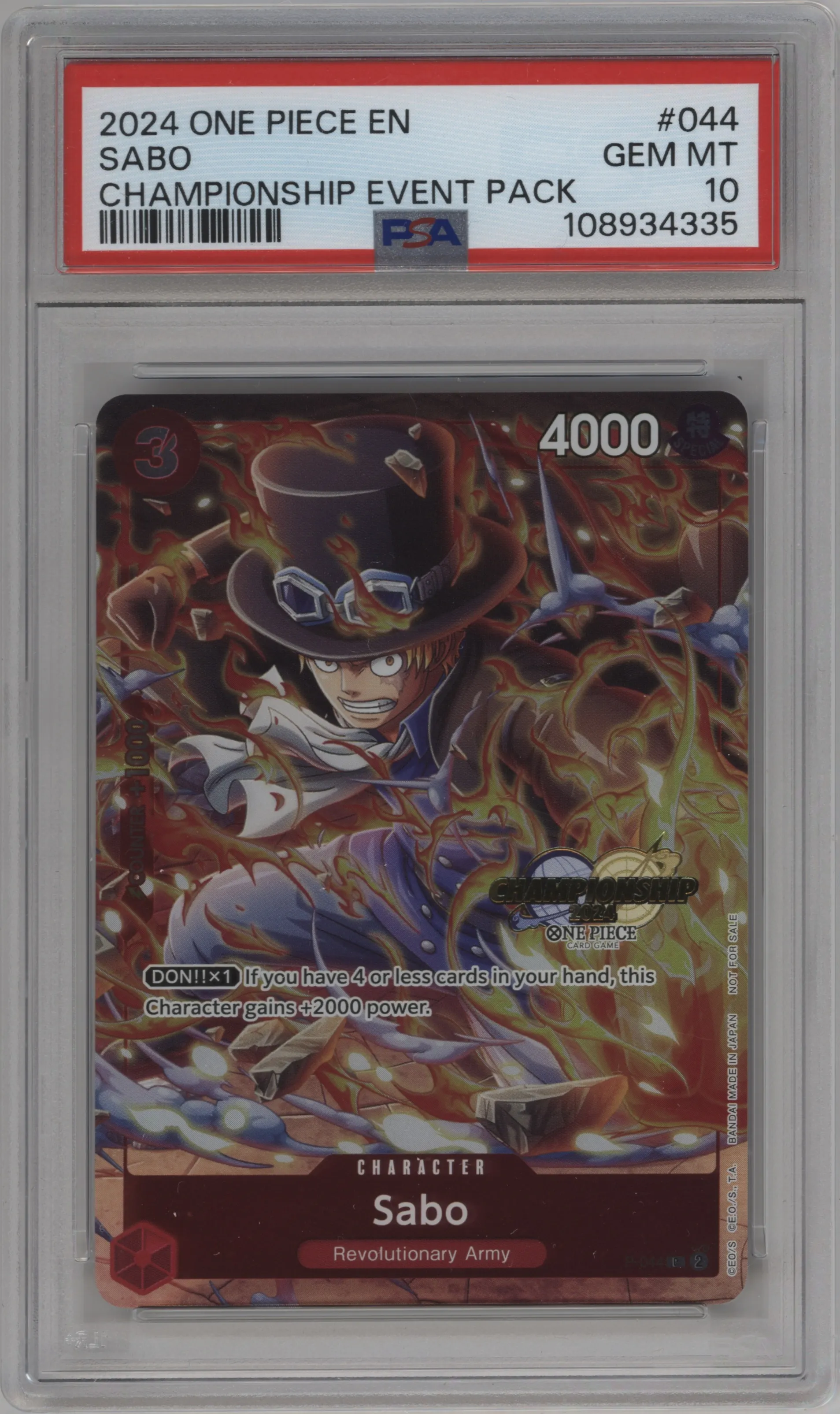2024 One Piece '24 Champ.Event Pack Sabo PSA 10