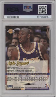 Kobe Bryant from the 1997-98 Fleer Ultra set graded by PSA and given an overall grade of 7.