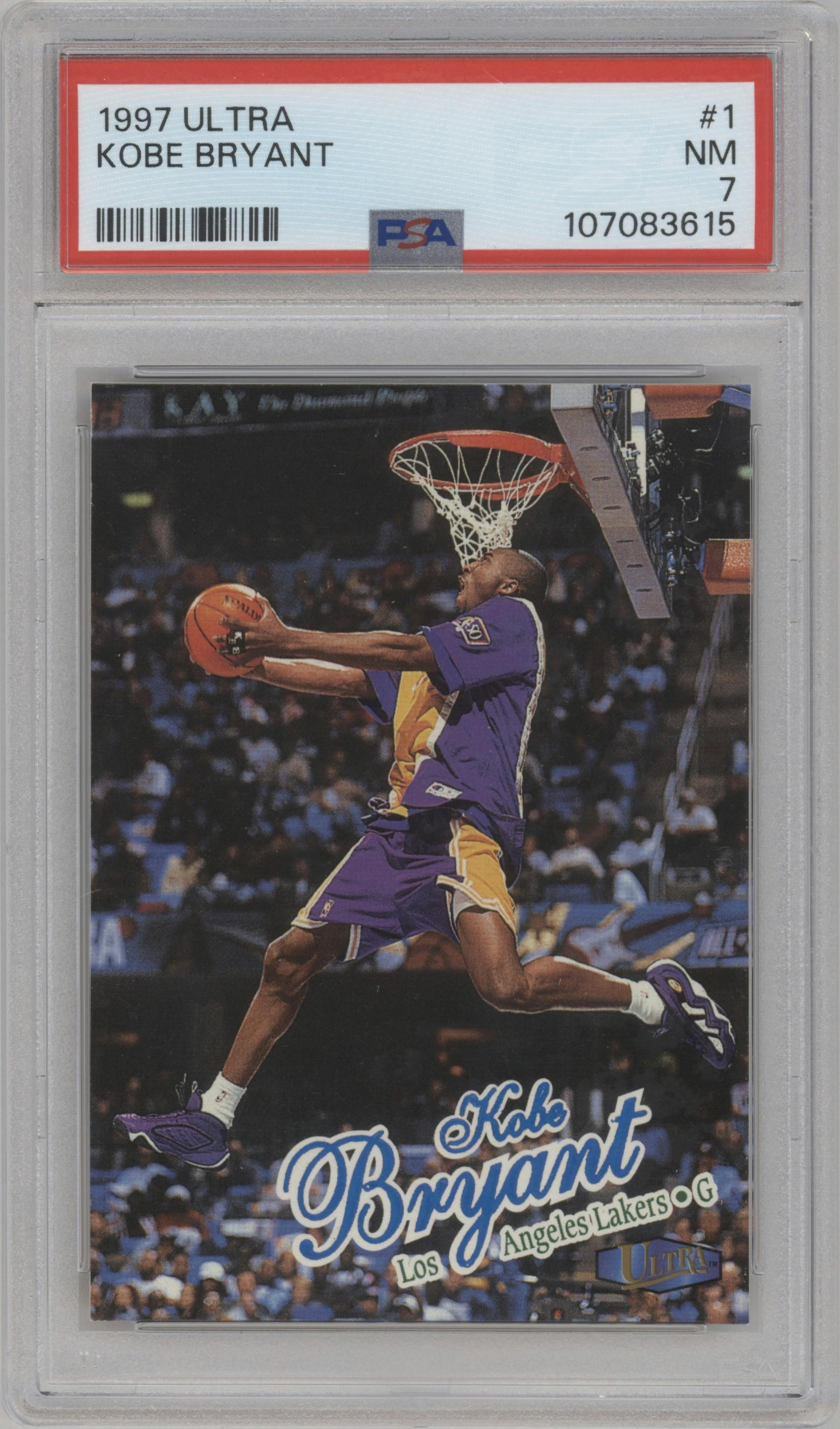Kobe Bryant from the 1997-98 Fleer Ultra set graded by PSA and given an overall grade of 7.