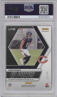 Rome Odunze from the 2024 Panini Mosaic set featuring a Purple parallel graded by PSA and given an overall grade of 10.