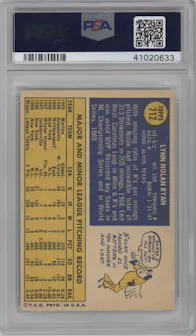 Nolan Ryan from the 1970 Topps set graded by PSA and given an overall grade of 6.