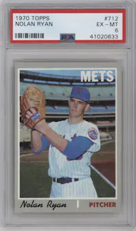 Nolan Ryan from the 1970 Topps set graded by PSA and given an overall grade of 6.