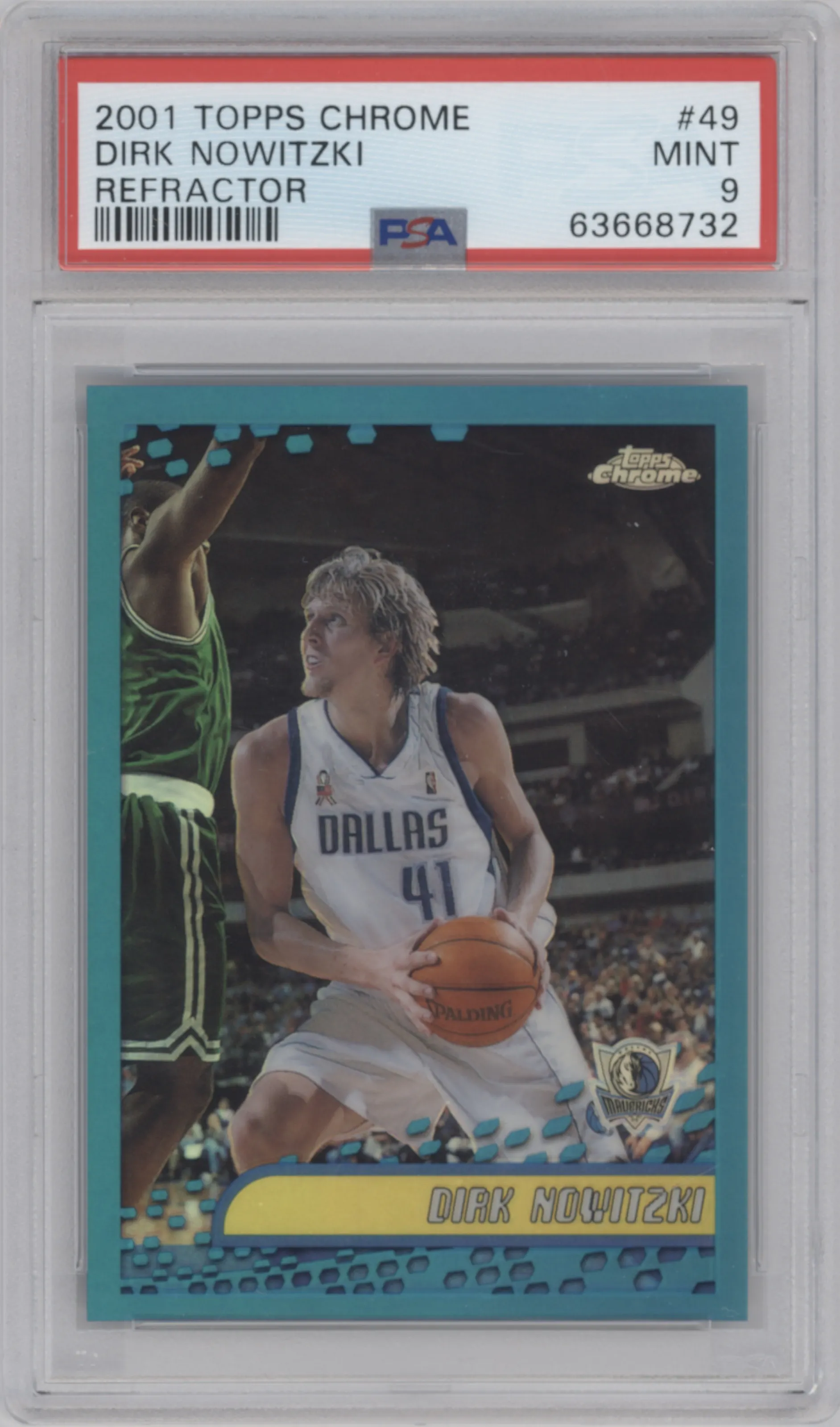 2001 Topps Chrome Dirk Nowitzki Refractor #49 PSA 9