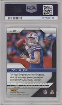 Josh Allen from the 2018 Panini Prizm set graded by PSA and given an overall grade of 9.