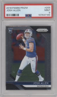 Josh Allen from the 2018 Panini Prizm set graded by PSA and given an overall grade of 9.