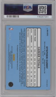 Stephen Curry from the 2023-24 Panini Contenders Optic set featuring a Red parallel graded by PSA and given an overall grade of 10.