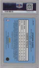 Stephen Curry from the 2023-24 Panini Contenders Optic set featuring a Red parallel graded by PSA and given an overall grade of 10.