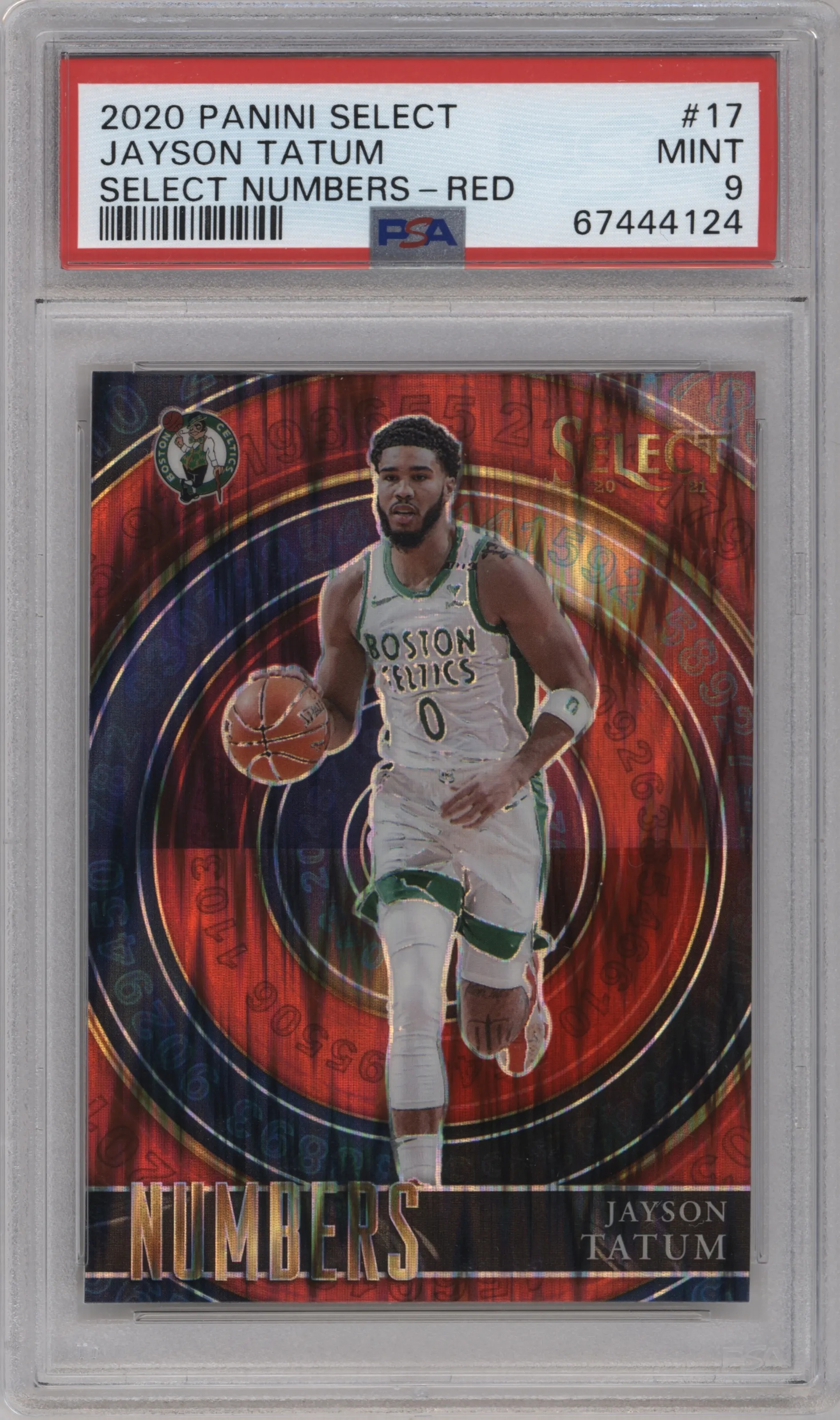 2020 Panini Select Numbers Jayson Tatum Red PSA 9