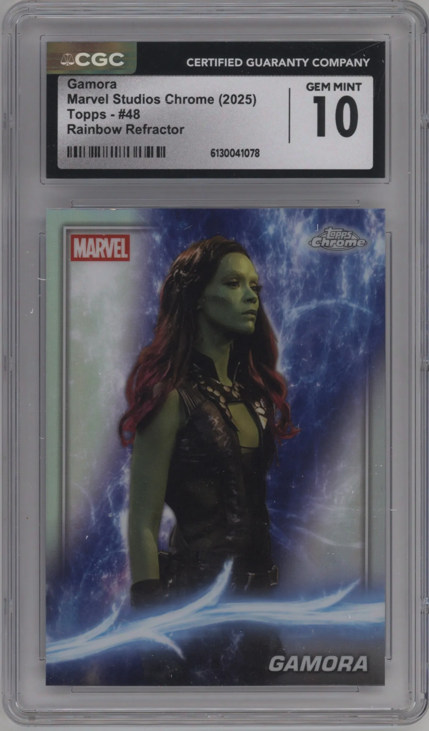 2025 Topps Chrome Marvel Studios Gamora Rainbow Refractor #48 CGC 10