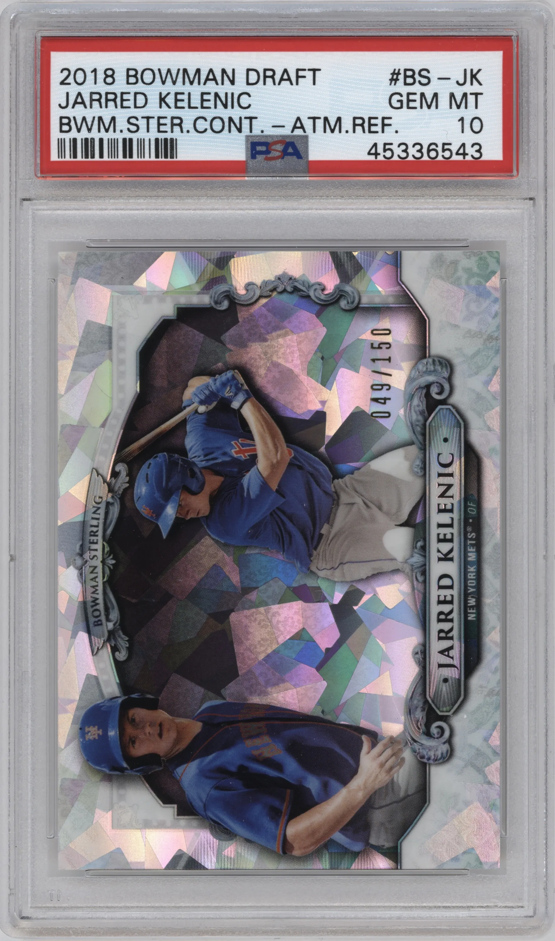 2018 Bowman Draft Sterling Continuity Jarred Kelenic Atomic Refractor #BS-JK PSA 10