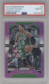 Jayson Tatum from the 2019-20 Panini Prizm set featuring a Purple Wave parallel graded by PSA and given an overall grade of 10.