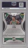 Jayson Tatum from the 2019-20 Panini Prizm set featuring a Purple Wave parallel graded by PSA and given an overall grade of 10.