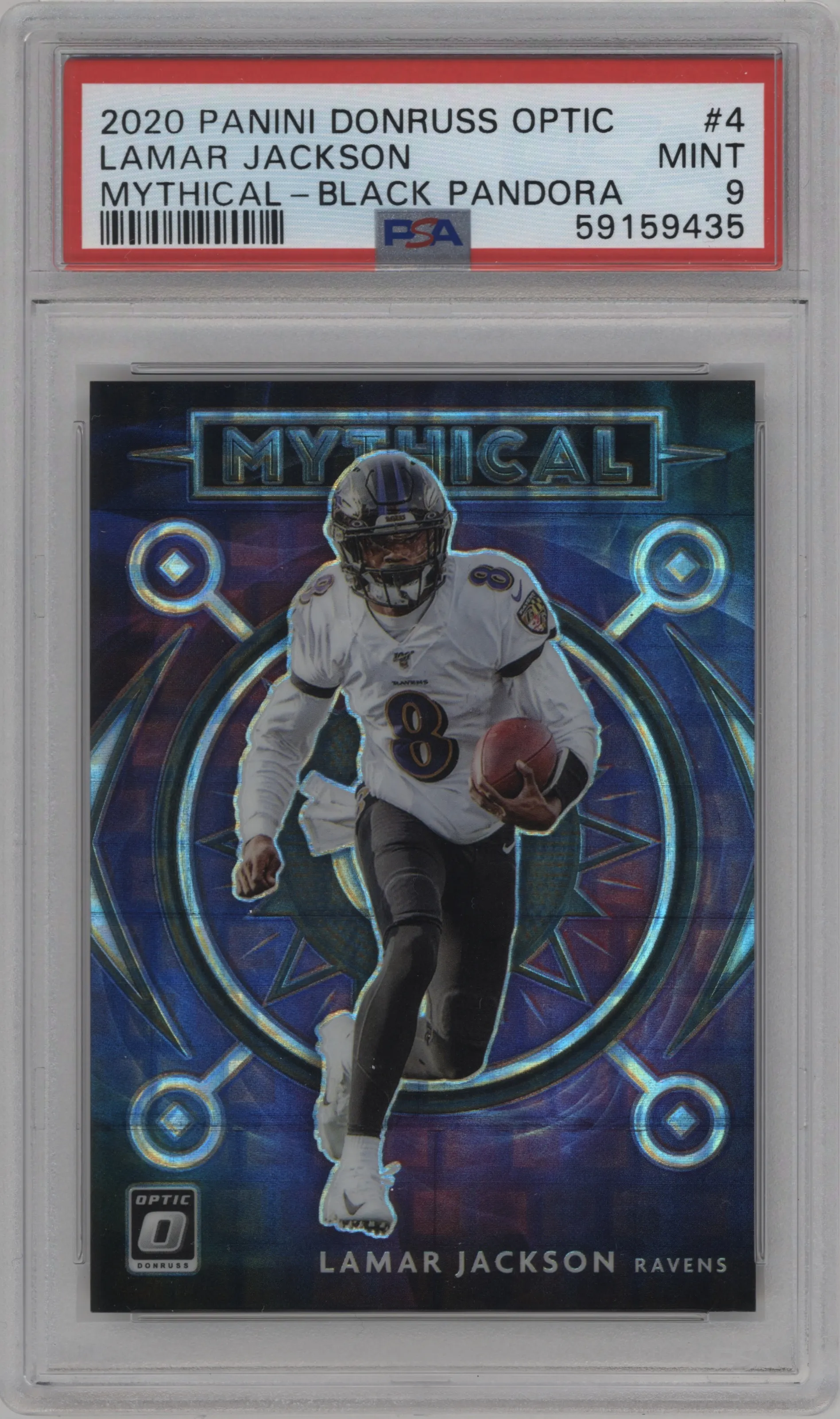 2020 Panini Donruss Optic Mythical Lamar Jackson Black Pandora #MY-4 PSA 9