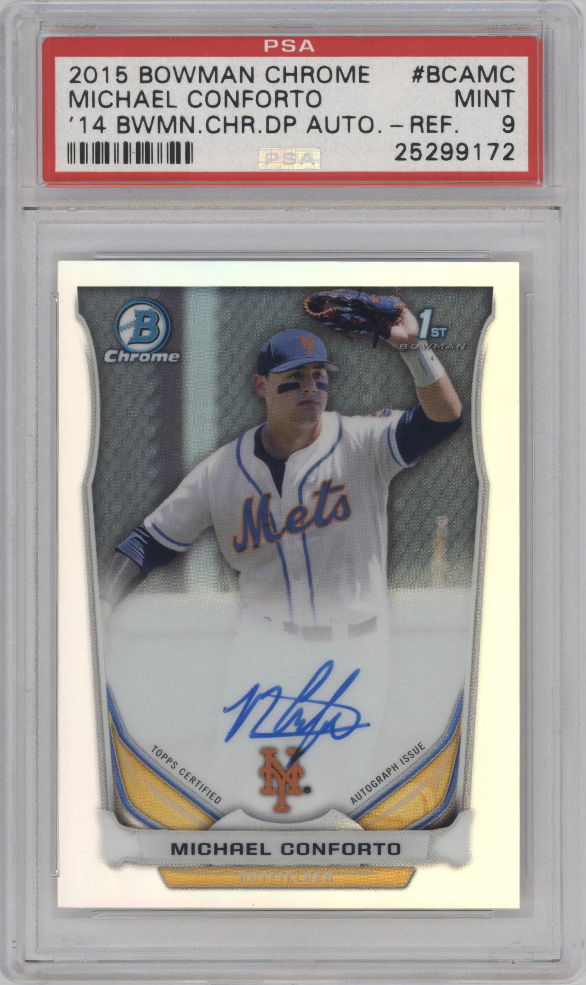 2015 Bowman Chrome 2014 Chr.DP Auto Michael Conforto Refractor PSA 9